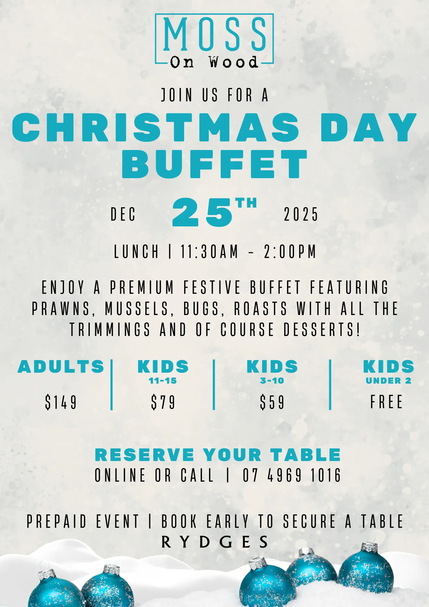 Festive Christmas Day Buffet