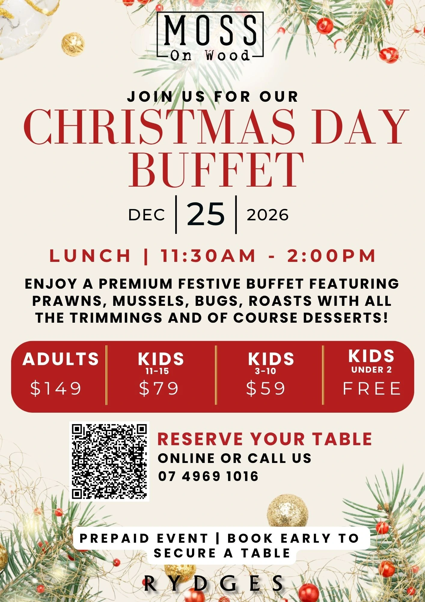Christmas Day Buffet 2026